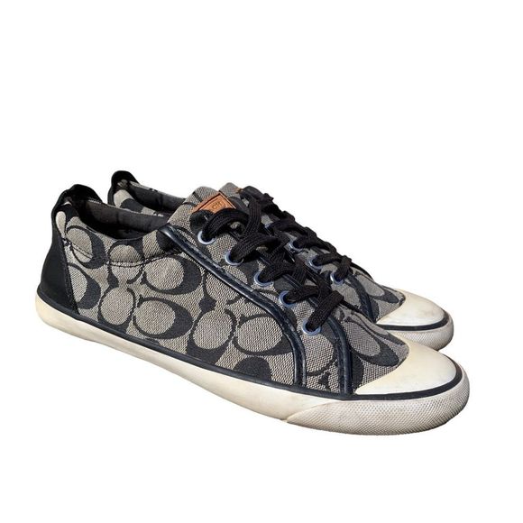 Coach Barrett women’s size 8 1/2 sneakers Grey Signature Canvas Shoes - Picture 5 of 12
